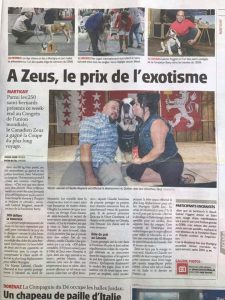 Parution de Zeus dans un journal Suisse