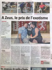 Parution de Zeus dans un journal Suisse